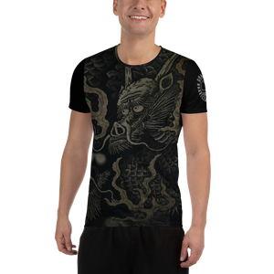 Short Sleeve Dragon Mesh Athletic T-shirt