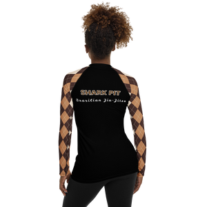 Women's Brown Argyle Shark Pit Rash Guard