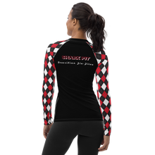 Women's Black and Red Argyle Shark Pit Rash Guard