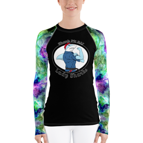 Women's Lady Shark Colorful Smoke Rash Guard