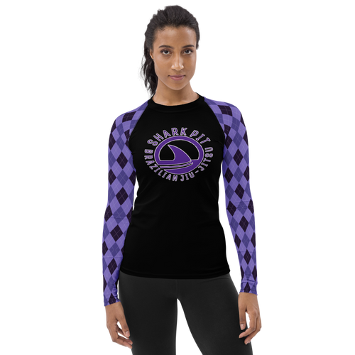 Women's Purple Argyle Shark Pit Rash Guard