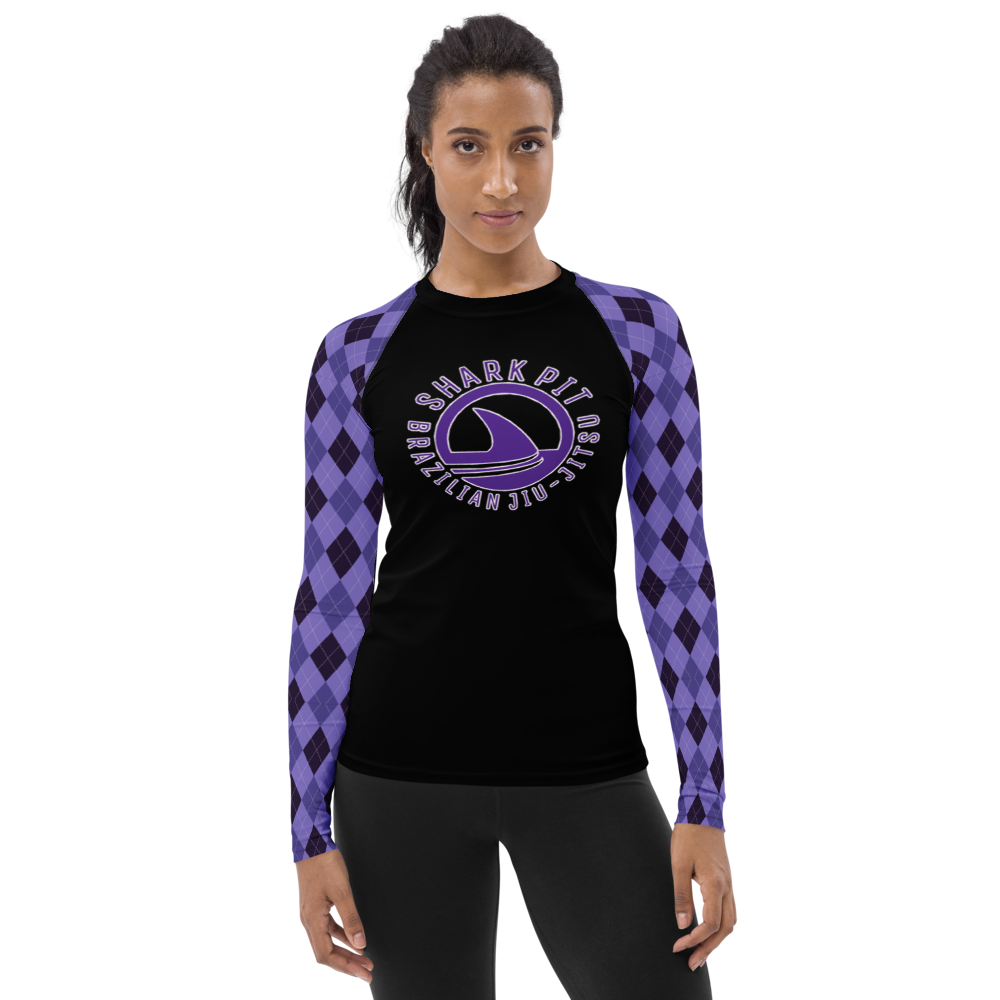 Women's Purple Argyle Shark Pit Rash Guard