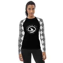 Women's White Argyle Shark Pit Rash Guard