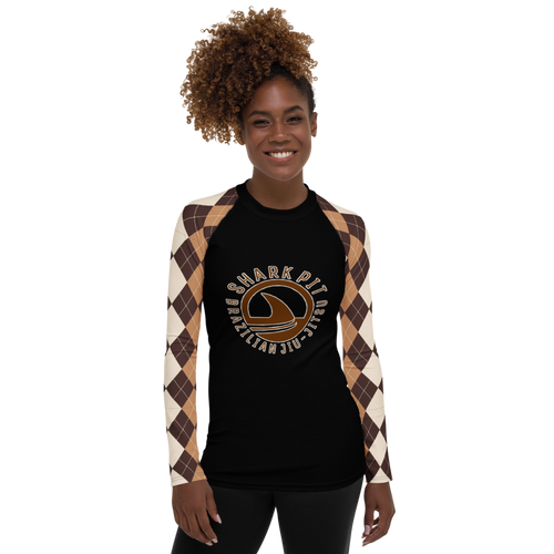 Women's Brown Argyle Shark Pit Rash Guard