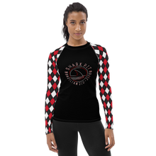 Women's Black and Red Argyle Shark Pit Rash Guard
