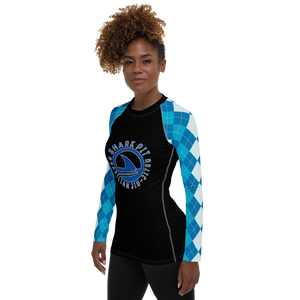 Women's Blue Argyle Shark Pit Rash Guard