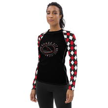 Women's Black and Red Argyle Shark Pit Rash Guard