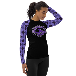 Women's Purple Argyle Shark Pit Rash Guard