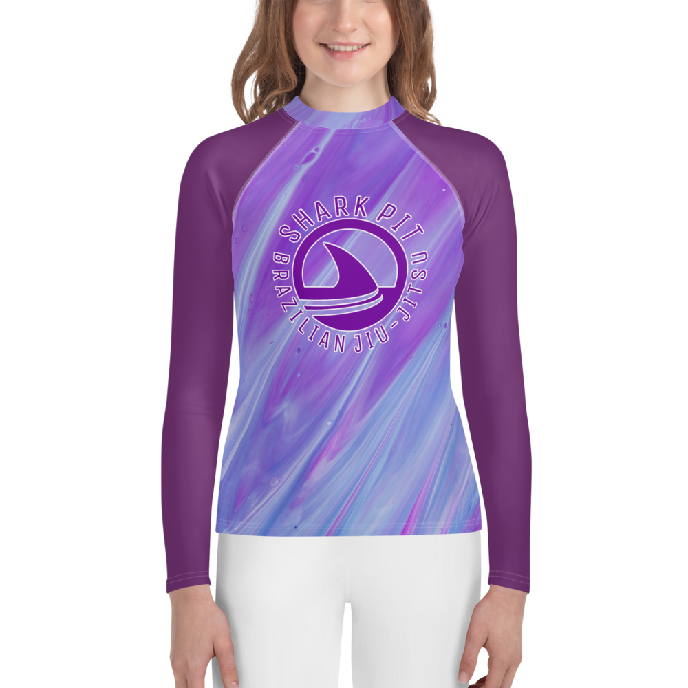 Youth Purple Shark Pit Logo Rash Guard