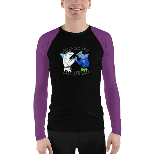 Shark Pit Jiu Jitsu Ranked Men's Rash Guard - Purple Belt