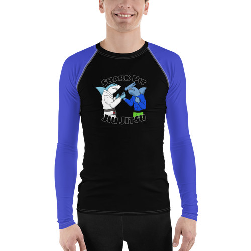 Shark Pit Jiu Jitsu Ranked Men's Rash Guard - Blue Belt