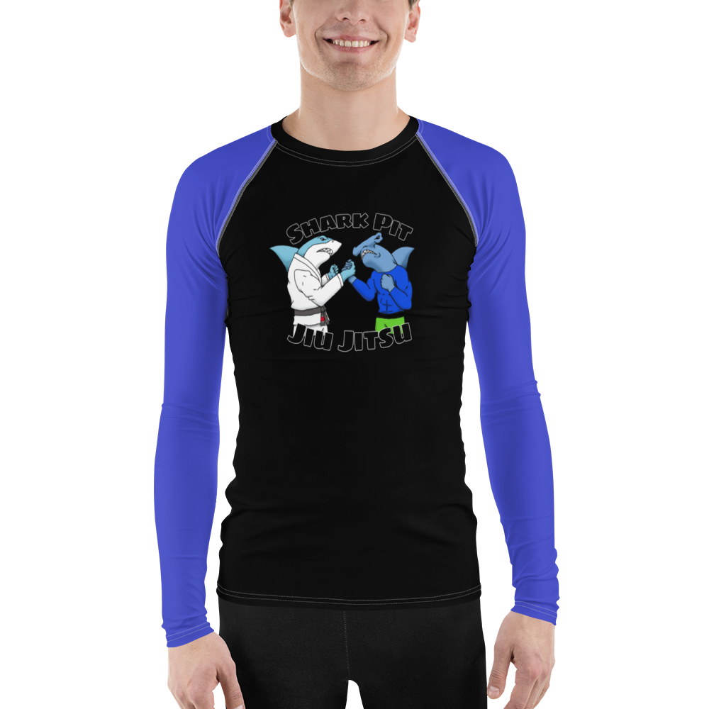 Shark Pit Jiu Jitsu Ranked Men's Rash Guard - Blue Belt