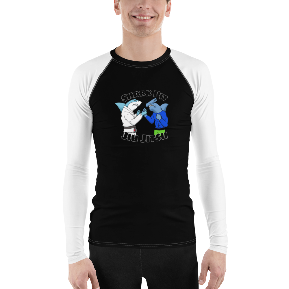 Shark Pit Jiu Jitsu Ranked Men's Rash Guard - White Belt