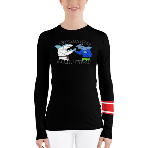 Shark Pit Jiu Jitsu Ranked Women's Rash Guard - Black Belt