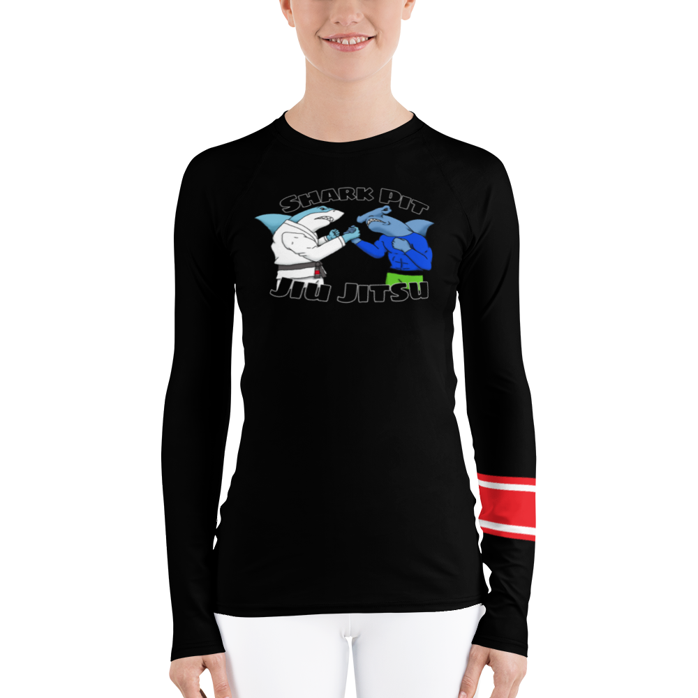 Shark Pit Jiu Jitsu Ranked Women's Rash Guard - Black Belt