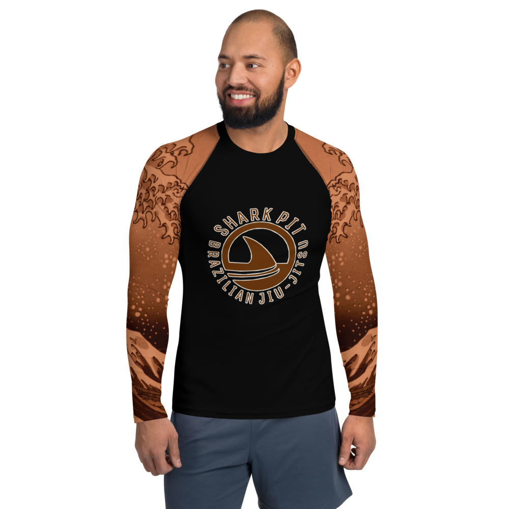 Men's Ranked Shark Pit Logo Rash Guard - Brown Belt