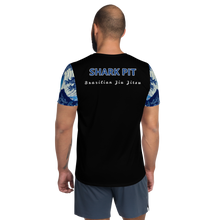 Shark Pit Logo Men's Athletic Shirt - Blue Waves