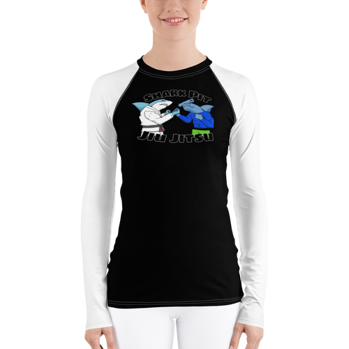 Shark Pit Jiu Jitsu Ranked Women's Rash Guard - White Belt