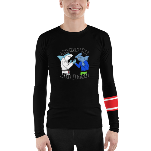 Shark Pit Jiu Jitsu Ranked Men's Rash Guard - Black Belt