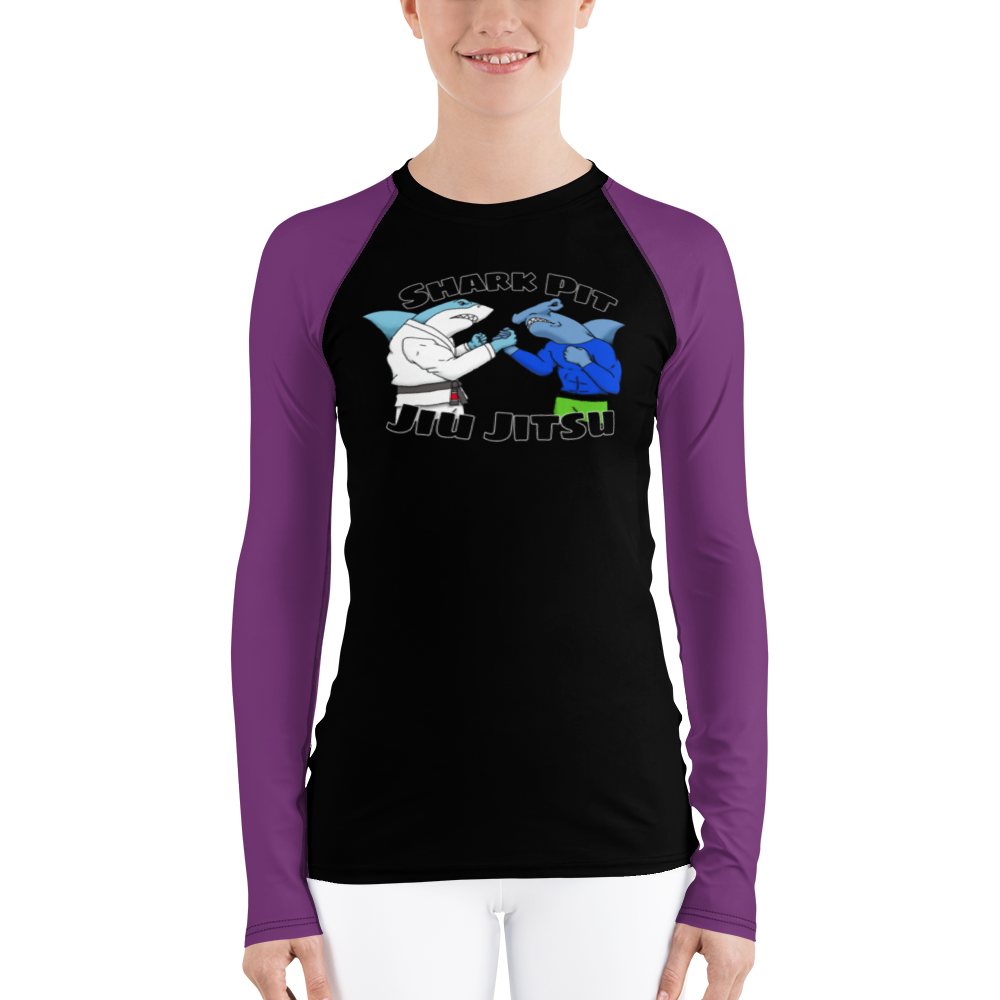 Shark Pit Jiu Jitsu Ranked Women's Rash Guard - Purple Belt