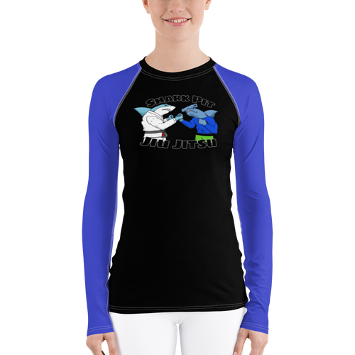 Shark Pit Jiu Jitsu Ranked Women's Rash Guard - Blue Belt