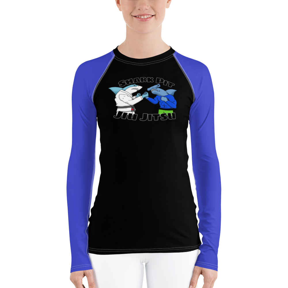 Shark Pit Jiu Jitsu Ranked Women's Rash Guard - Blue Belt