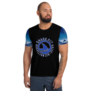 Shark Pit Logo Men's Athletic Shirt - Blue Waves