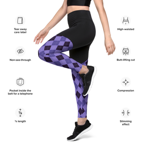Purple Argyle Sports Leggings