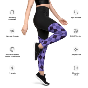 Purple Argyle Sports Leggings